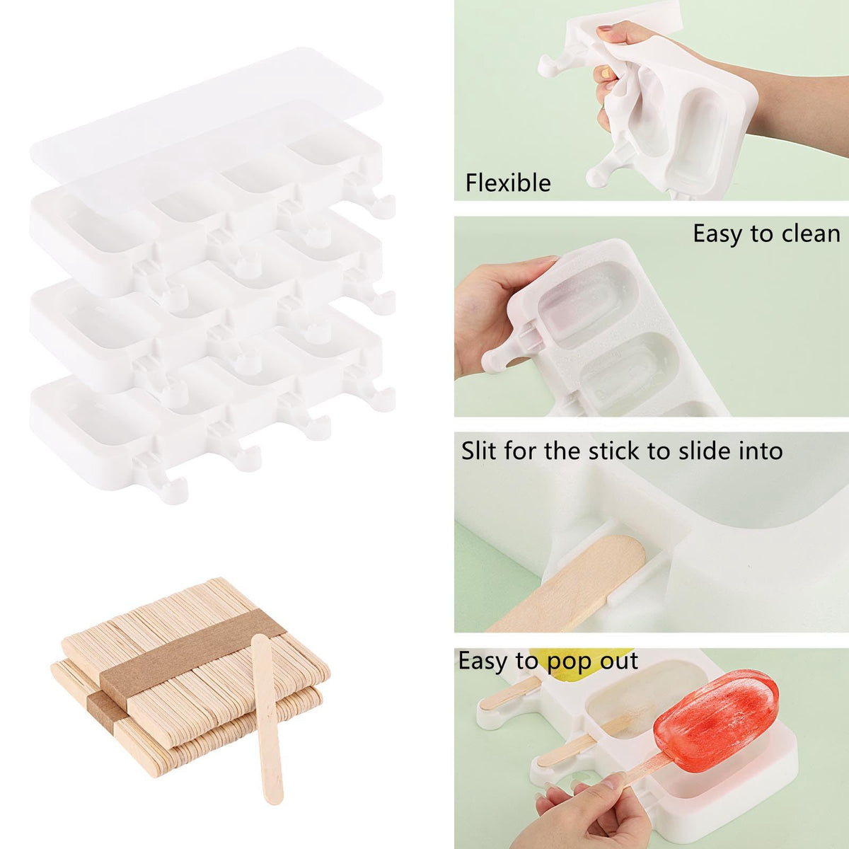 BTYMS 100 wooden sticks included for homemade pops
