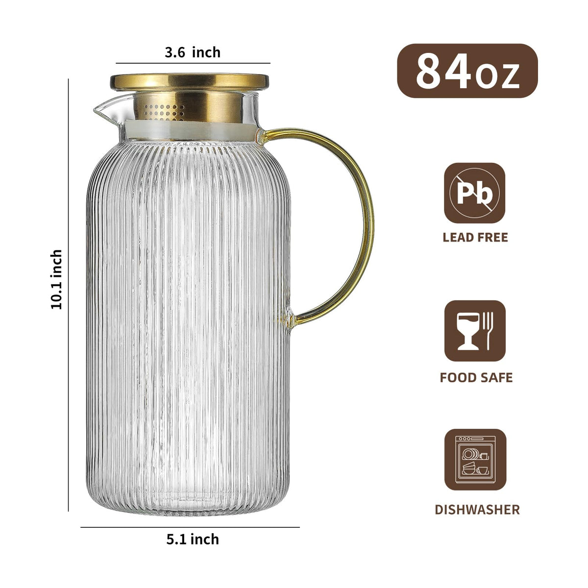 Buaic classic vertical stripes pitcher adds elegant touch to drinks.