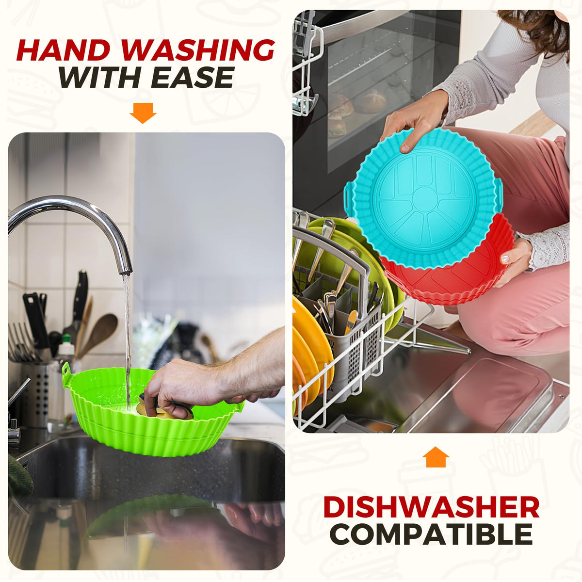 Raised lines on Buauty liner promote better air flow and even doneness.