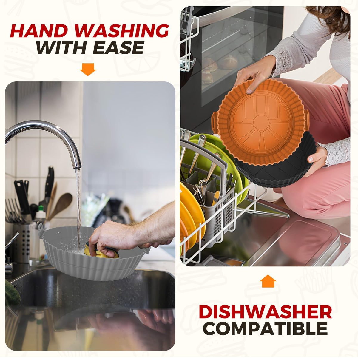 Buauty multi-use silicone liner for oven and microwave comfort.