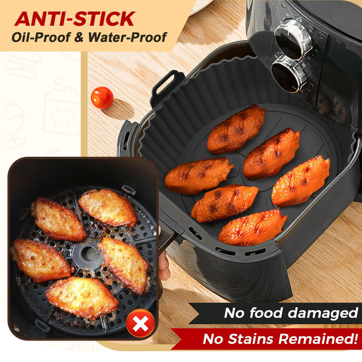 Buauty silicone air fryer liners are easy to clean and dishwasher safe.