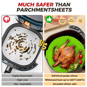 Food placed on Buauty liner shows crisp results with minimal residue.