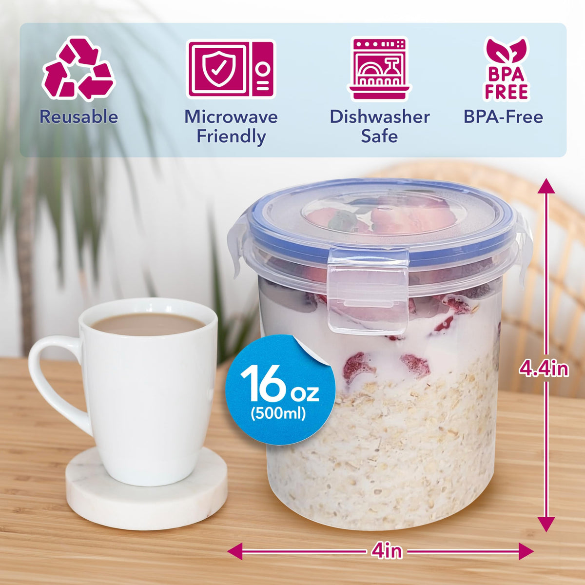 BubbleWally wide-mouth 16 oz container designed for easy filling and eating