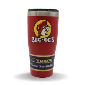 Buc-ee's red tumbler featuring Bucky the Beaver for cold or hot beverages.