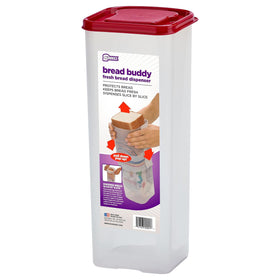 Buddeez Bread Buddy box-front demonstrates compact storage for fresh sandwich bread