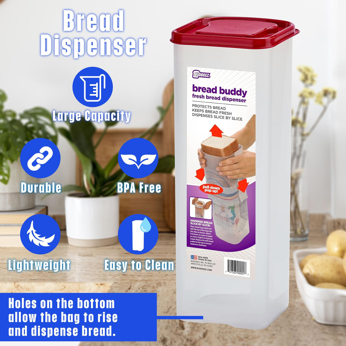 Buddeez Bread Buddy BPA-free resin protects bread safely