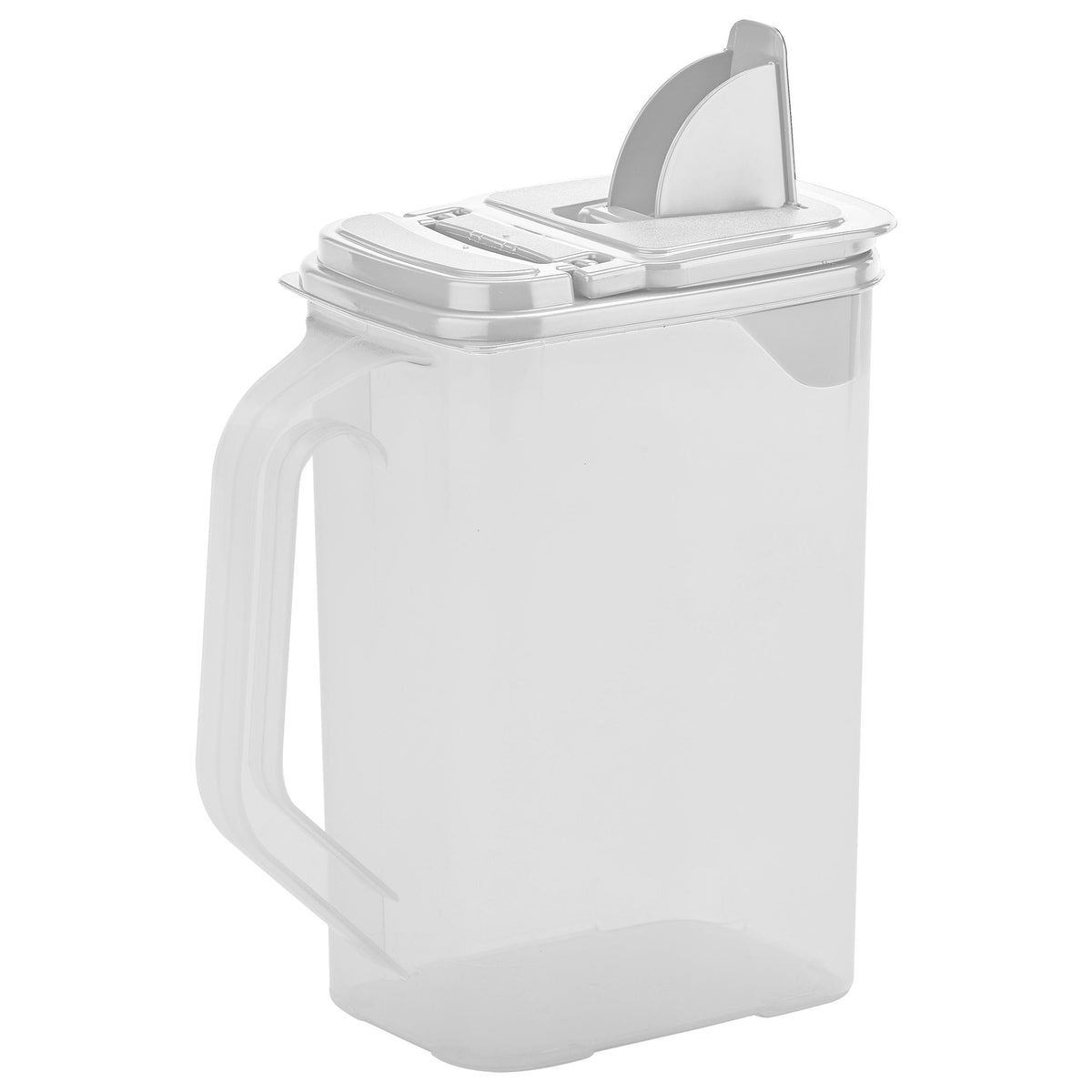 Easy-grip handle enables mess-free scooping and pouring