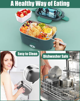 Buddew inner containers arranged for flexible two-portion meals.