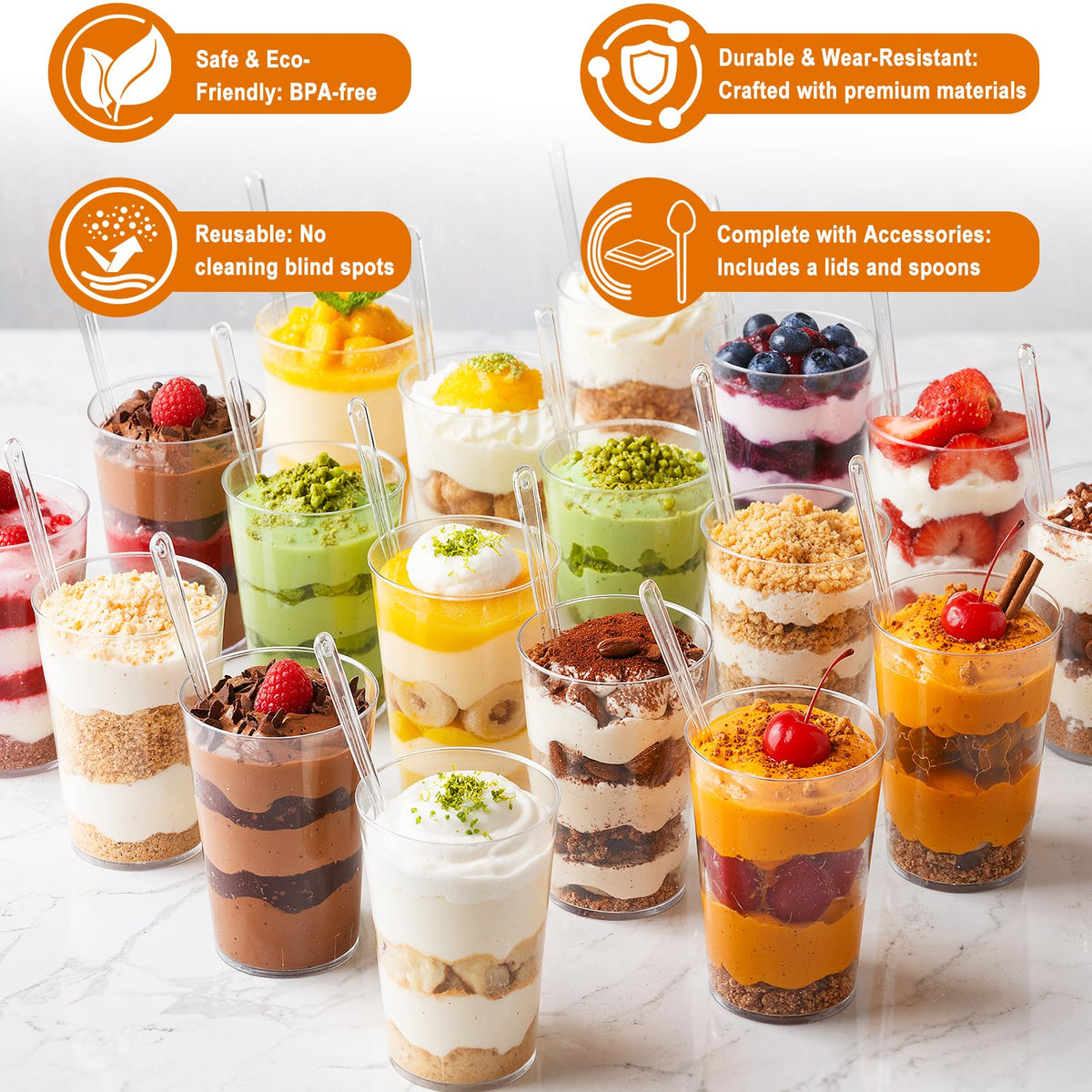Budiwati mini dessert cups with spoons for convenient sampling