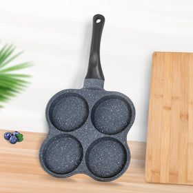 Buecmue egg pan works on gas stoves and other cooktops