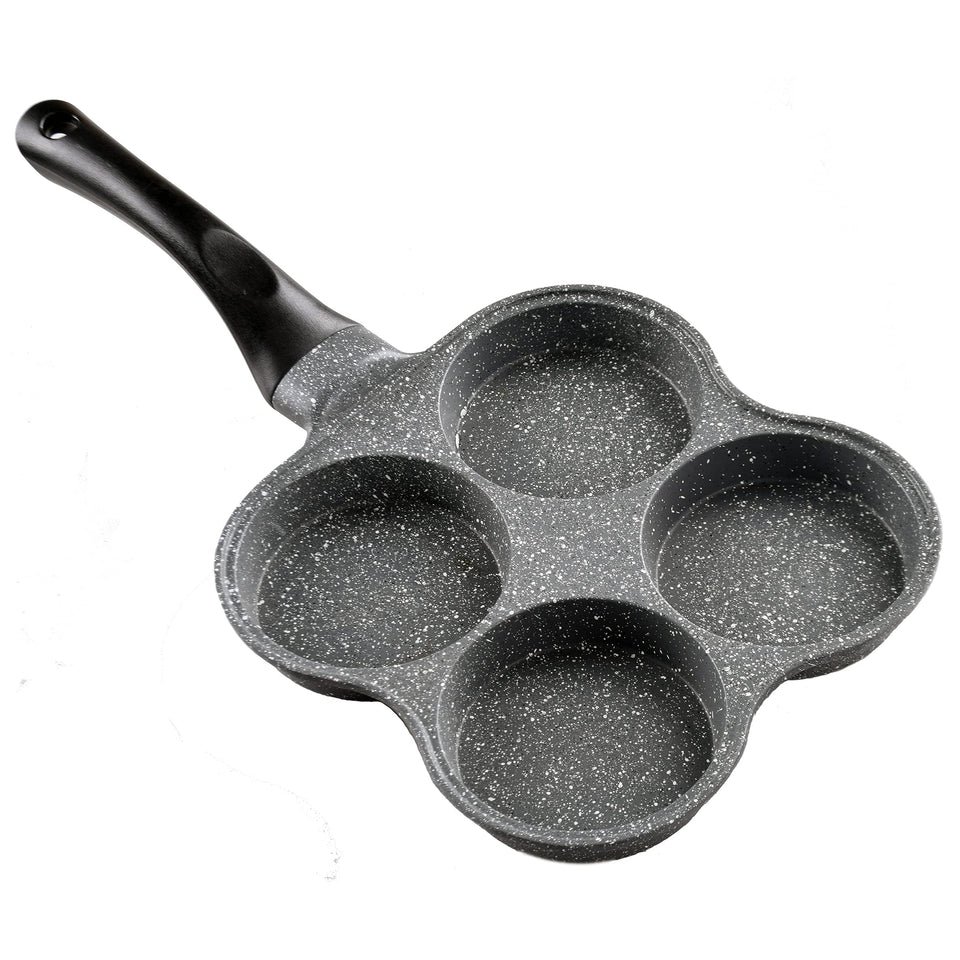 Buecmue rustless egg frying pan with 4-cup design for easy breakfasts