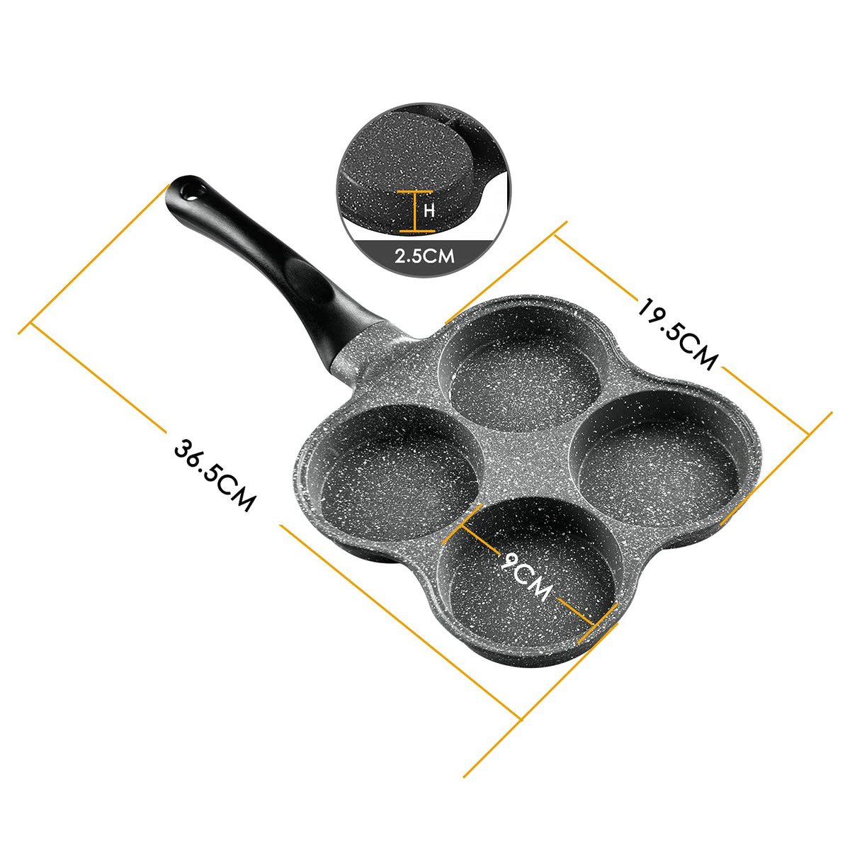 Buecmue egg pan sturdy handle with hanging hole for storage