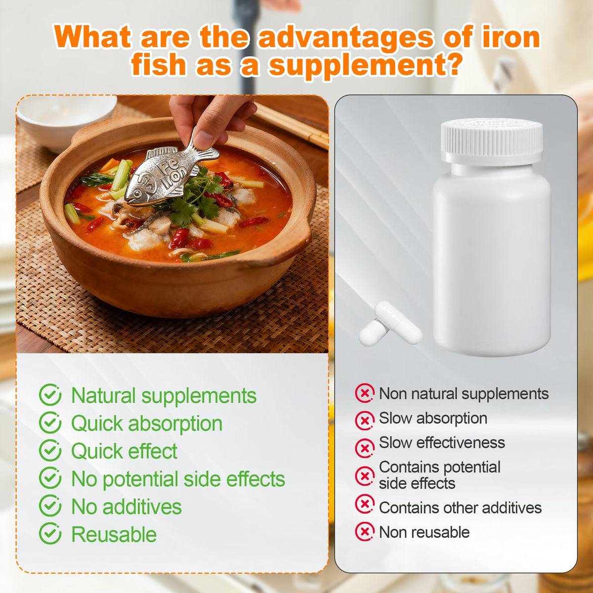 Buhobha Iron Fish safe for the whole family during everyday meals
