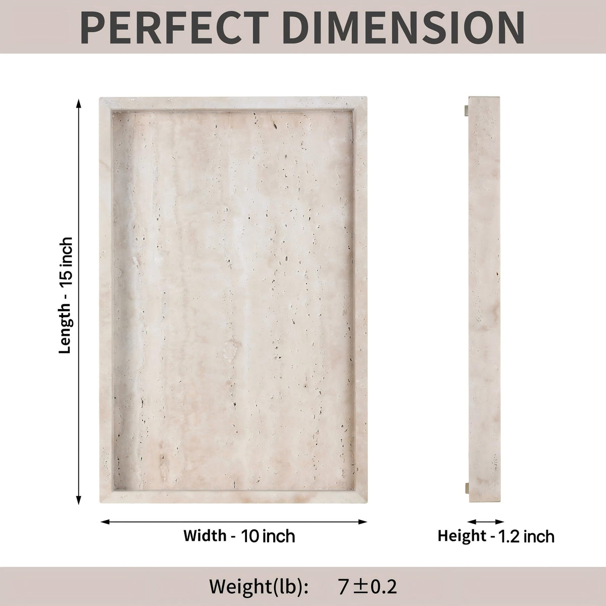BUICCE rectangular travertine tray on a coffee table for organized display.