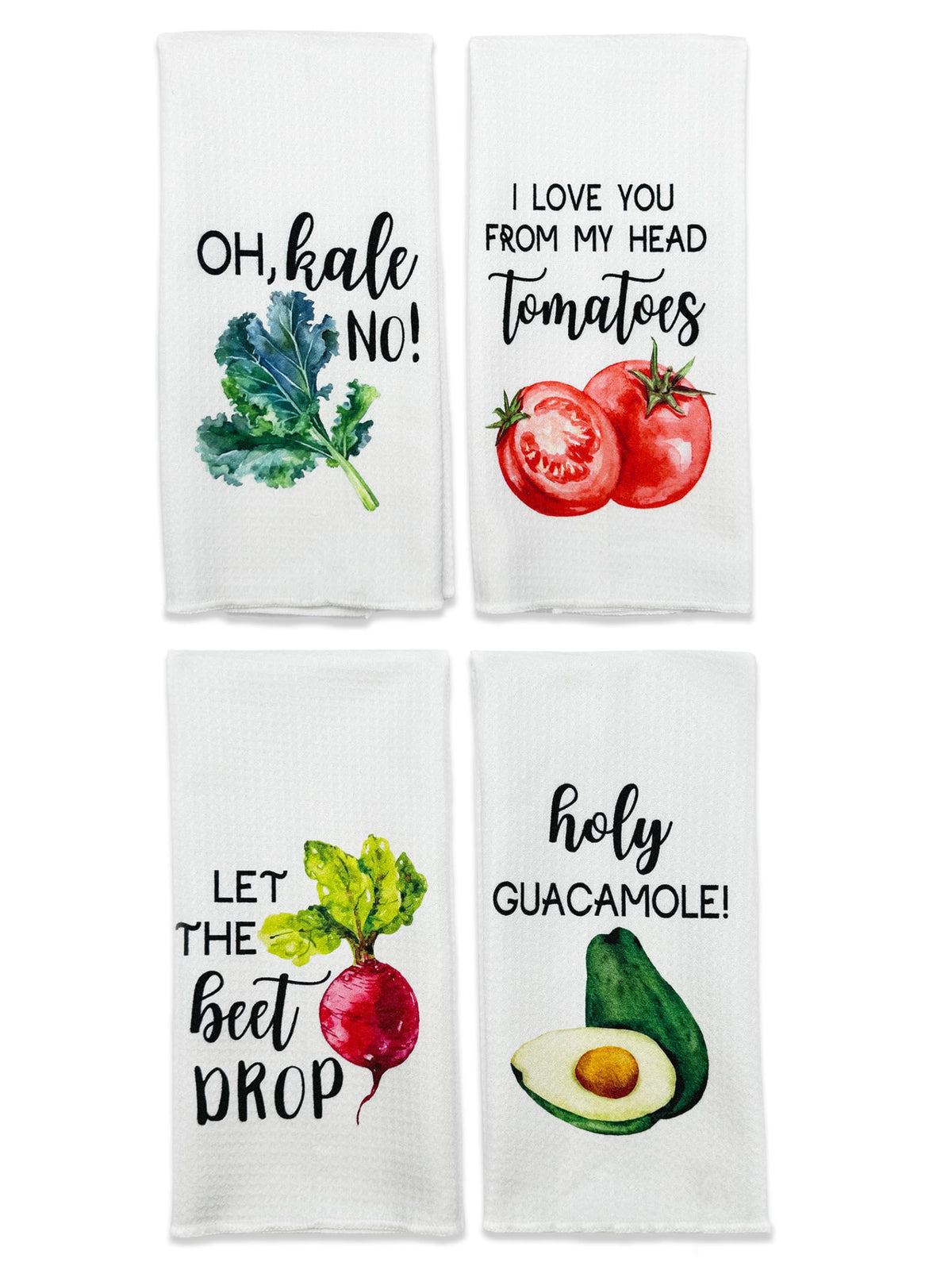 Buildinest funny foodie kitchen towels with veggie prints for vibrant dish drying