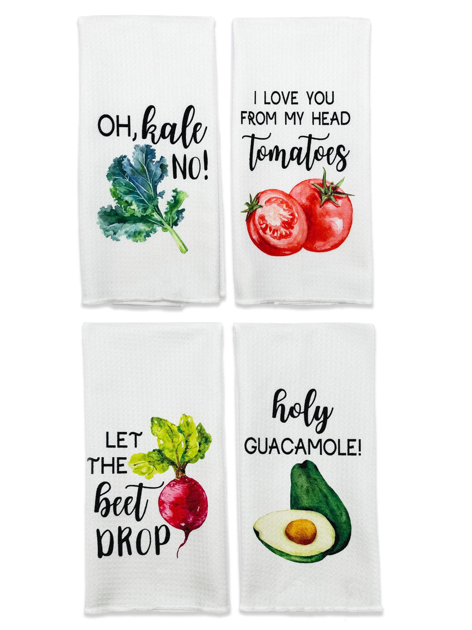 Buildinest funny foodie kitchen towels with veggie prints for vibrant dish drying