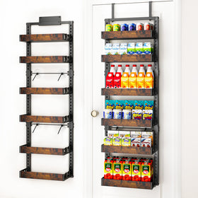 BUKFEN 6-tier over-the-door organizer installed, decluttering your kitchen cabinet space.