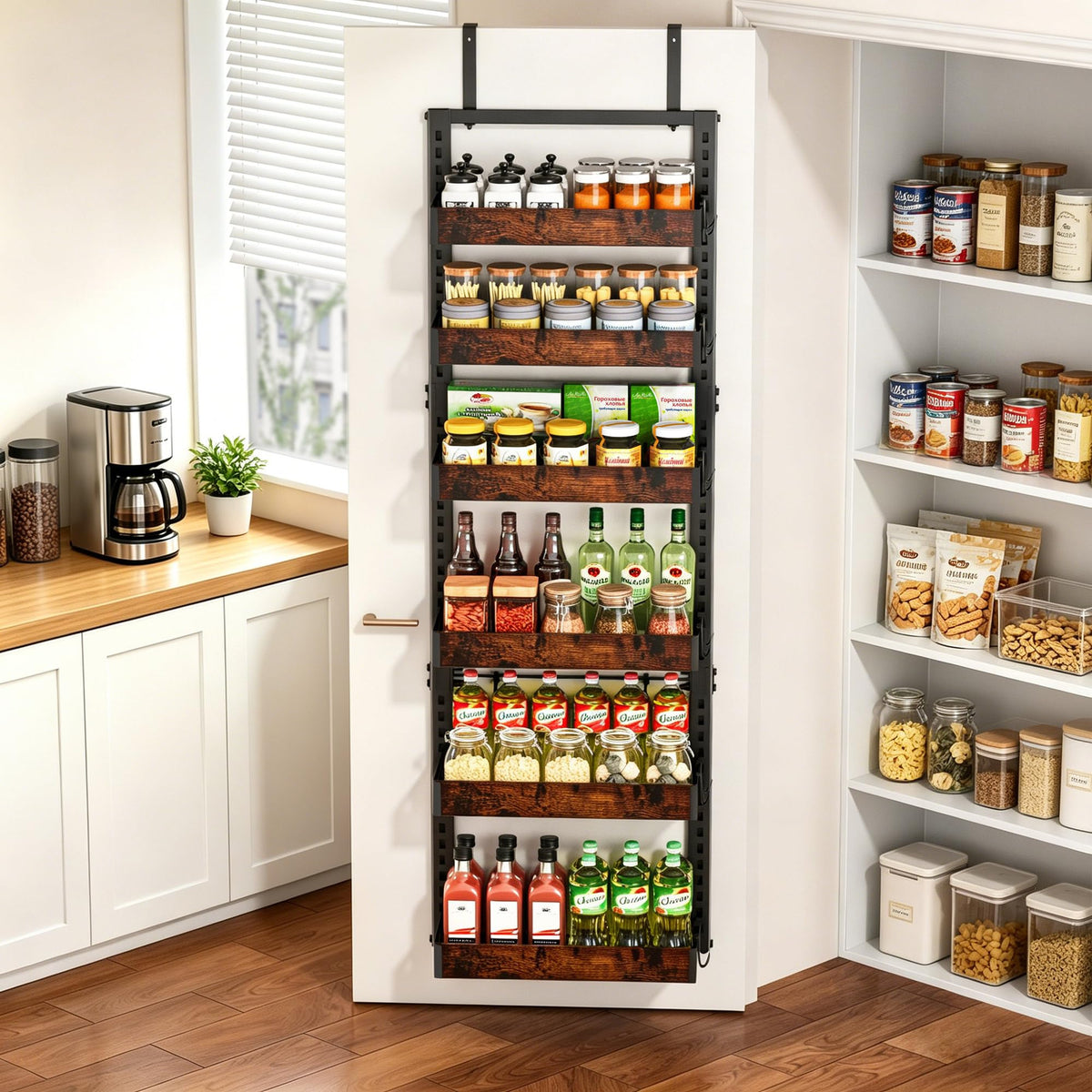 BUKFEN door-hanging spice rack with baskets, easy access to frequently used jars.
