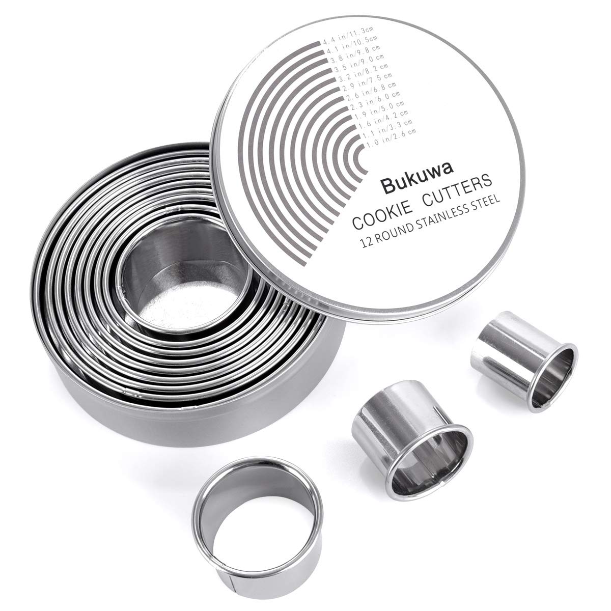 Bukuwa round cookie cutter set in a compact box for easy storage