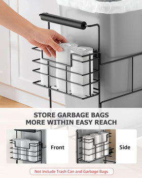 Bulado pull-out trash can side view highlights space-saving cabinet integration