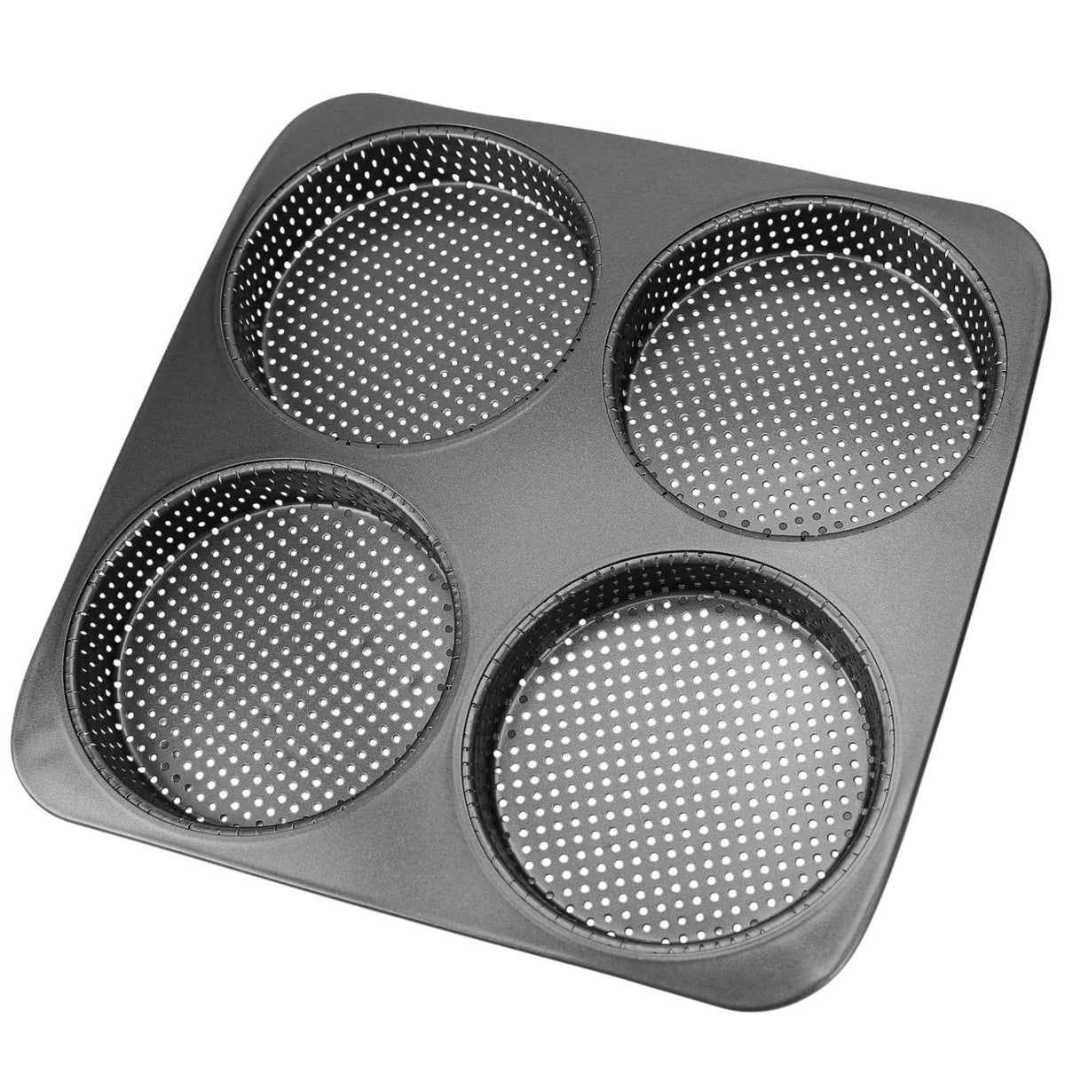 BuleVina 5-inch hamburger bun pan front view with four cavities for even baking.