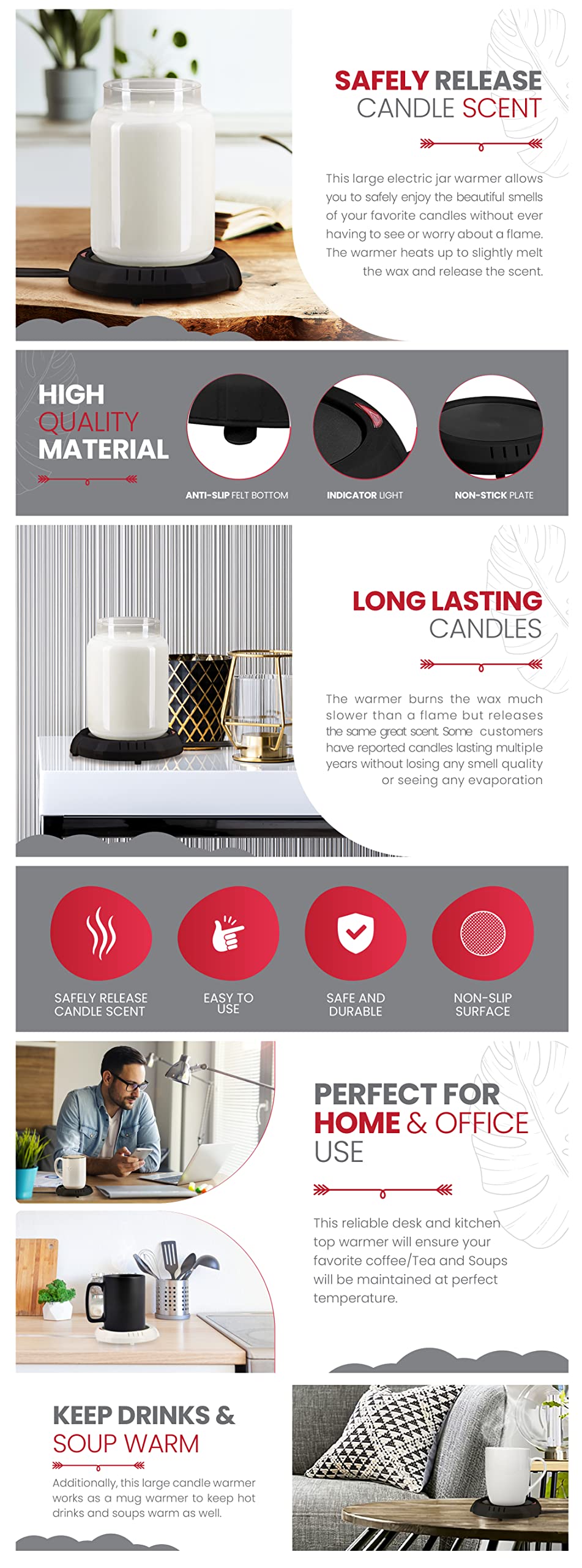 Bulk Paradise scent-dispersion warms spaces while candles stay flame-free.