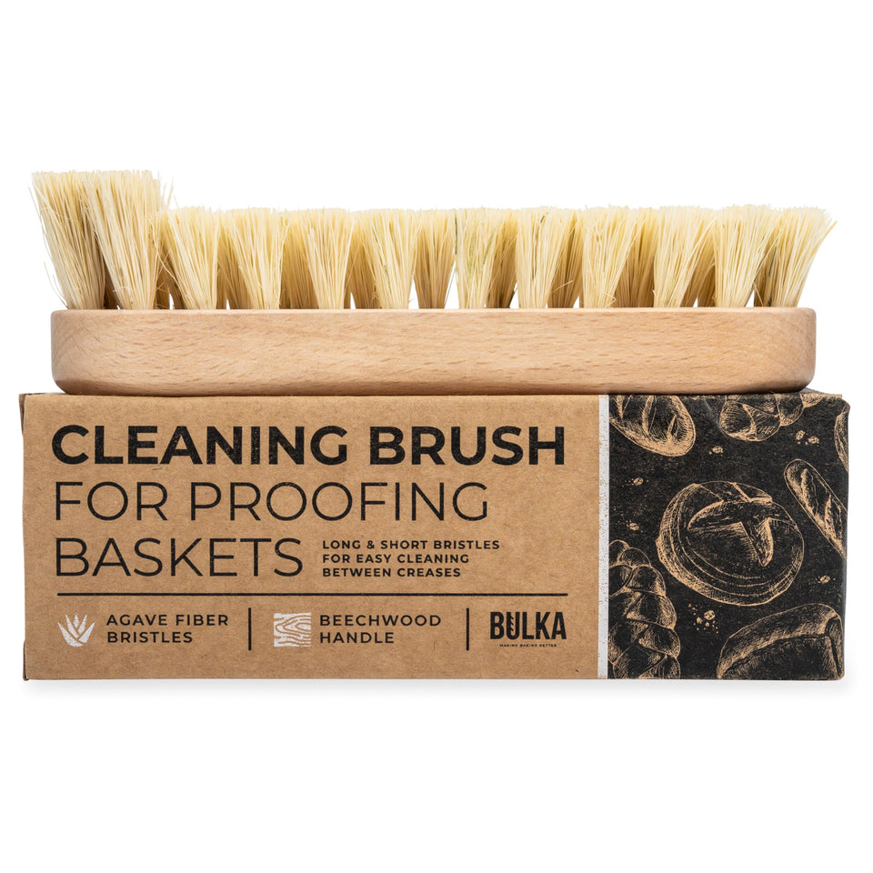 Bulka banneton cleaning brush with beechwood handle for comfortable post-bake cleaning.