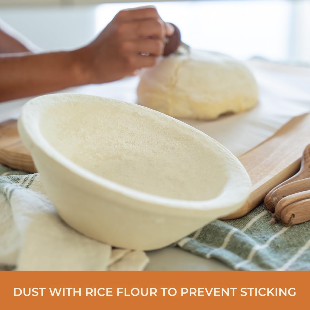 Bulka plane banneton after use, crumb-free release with minimal sticking.