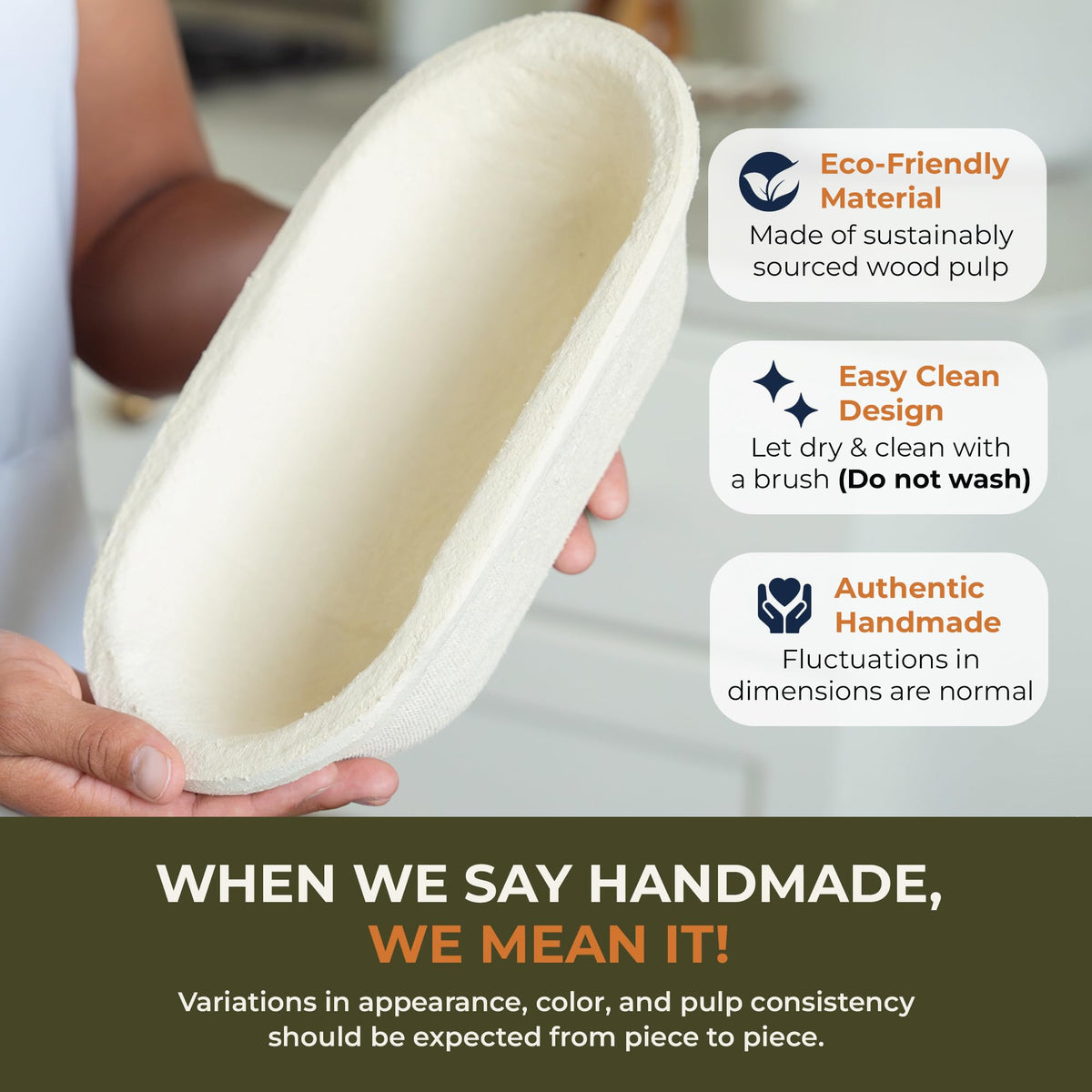 Bulka eco-friendly wood pulp banneton sourced sustainably for responsible baking.