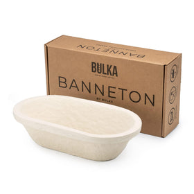 Bulka Small Oval Banneton shaping 500g dough for artisan loaves, promoting even proofing.