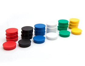 Bullseye Office colorful round magnets on metal surface for reminders