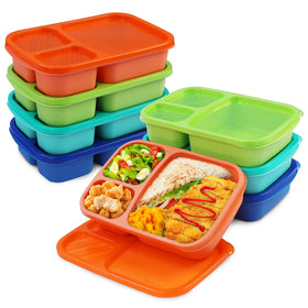 Buluker 8-pack Bento lunch box set with 3 compartments for organized meal prep.