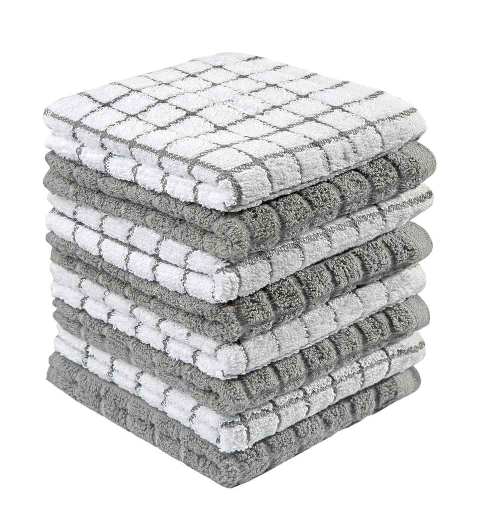 Bumble Dish Cloths eight-pack in gray offering soft, absorbent kitchen cleaning for daily use.