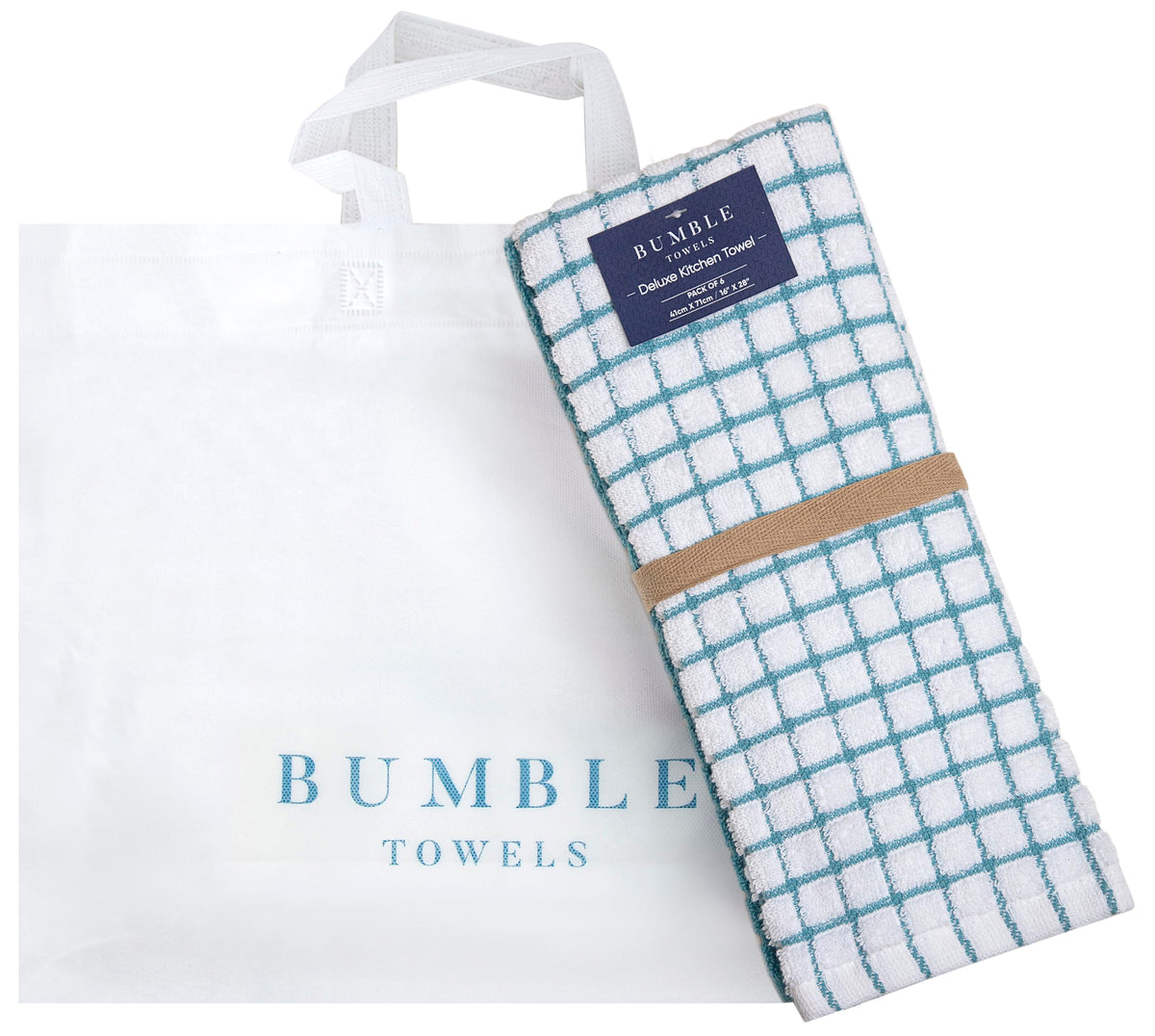 Bumble Kitchen Towels easy care with machine washing and tumble drying.