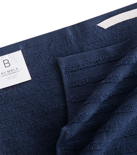 Bumble Towels hanging loop towel convenient for air drying and storage.