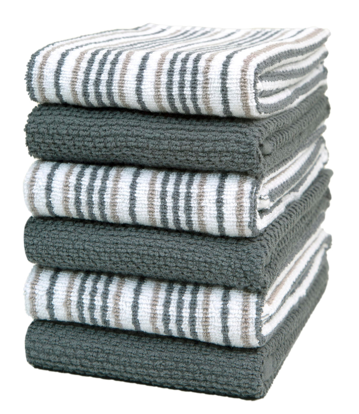Bumble Towels kitchen towel, popcorn stripe absorbs spills efficiently.