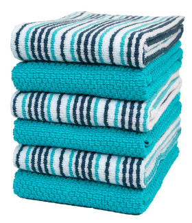 Bumble Towels kitchen towel with popcorn stripe 16x26, six-pack, highly absorbent for everyday spills.