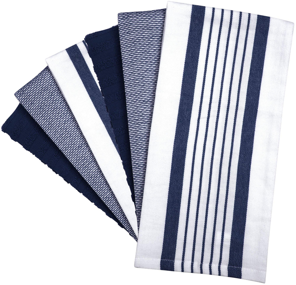 Bumble Towels navy stripe towels with hanging loop for easy drying