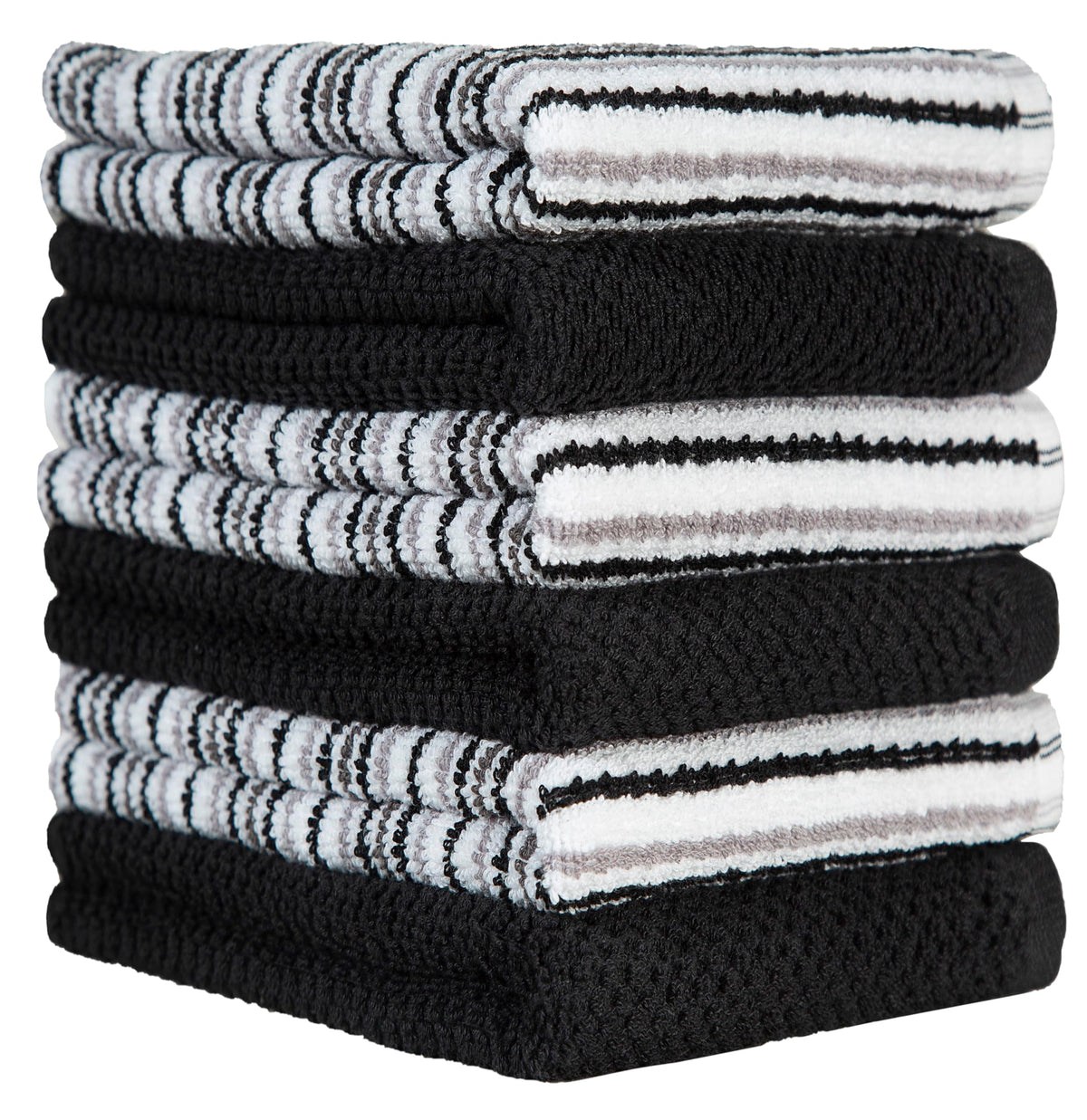 Bumble Towels popcorn stripe towels in use for spills and hand drying.