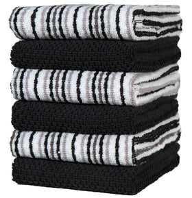Bumble Towels popcorn stripe towels 6-pack in bold pattern for stylish kitchen prep.