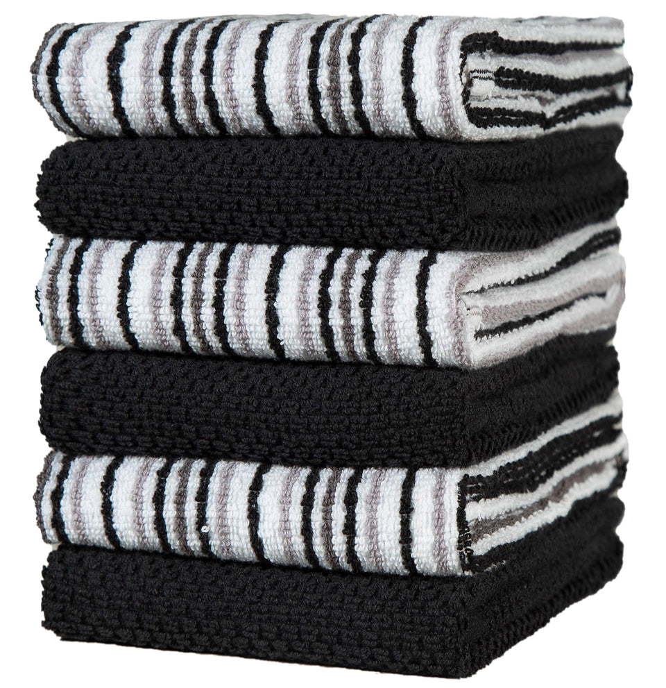 Bumble Towels popcorn stripe towels 6-pack in bold pattern for stylish kitchen prep.