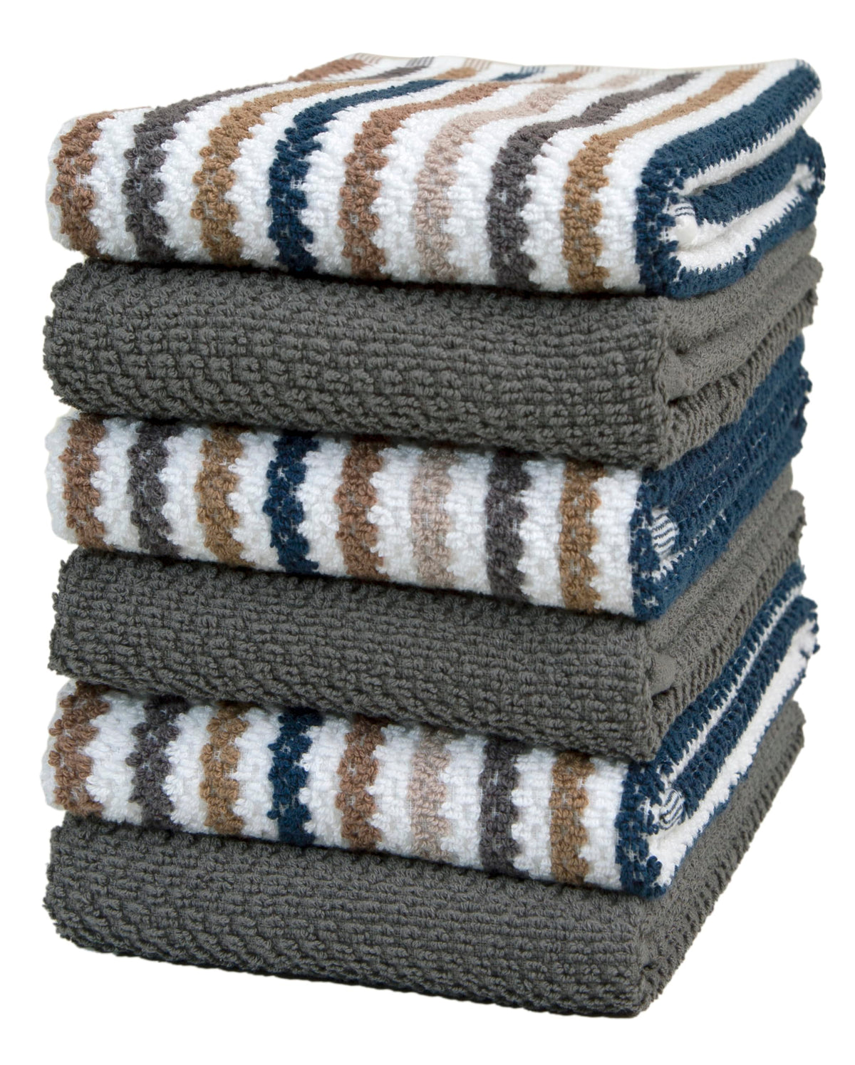 Bumble Towels premium kitchen towel in gray popcorn stripe with high absorbency.