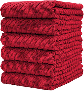 Bumble Towels premium red kitchen towel with diagonal weave for quick absorption