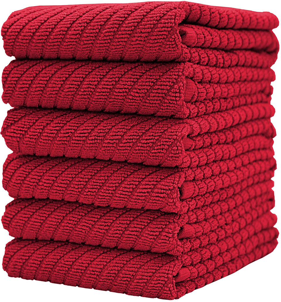 Bumble Towels premium red kitchen towel with diagonal weave for quick absorption