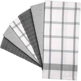 Bumble Towels six-pack flat and terry textures ideal for drying dishes.