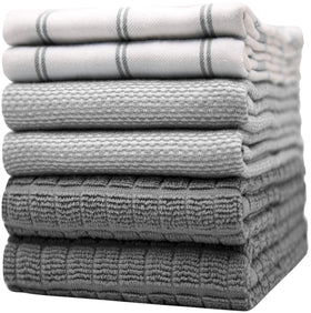 Bumble Towels premium flat towel in grey check absorbs spills quickly.