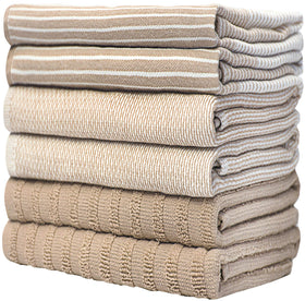 Bumble Towels tan color towels brighten the kitchen while staying durable wash after wash.