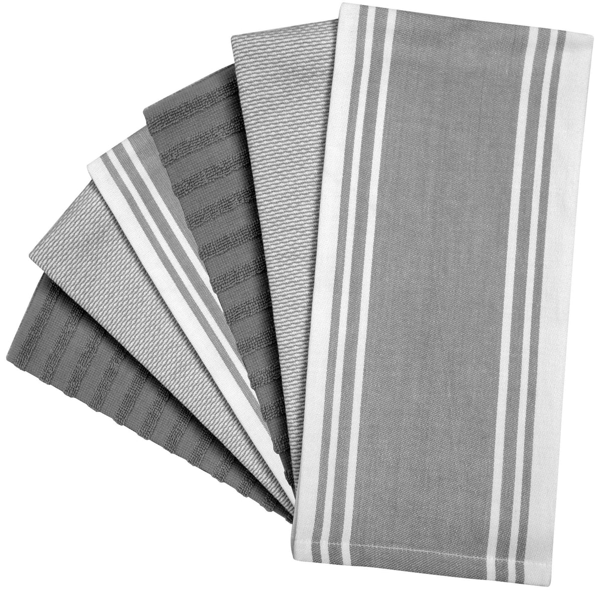 Bumble Towels six-pack dish towels with varied textures for multipurpose use.
