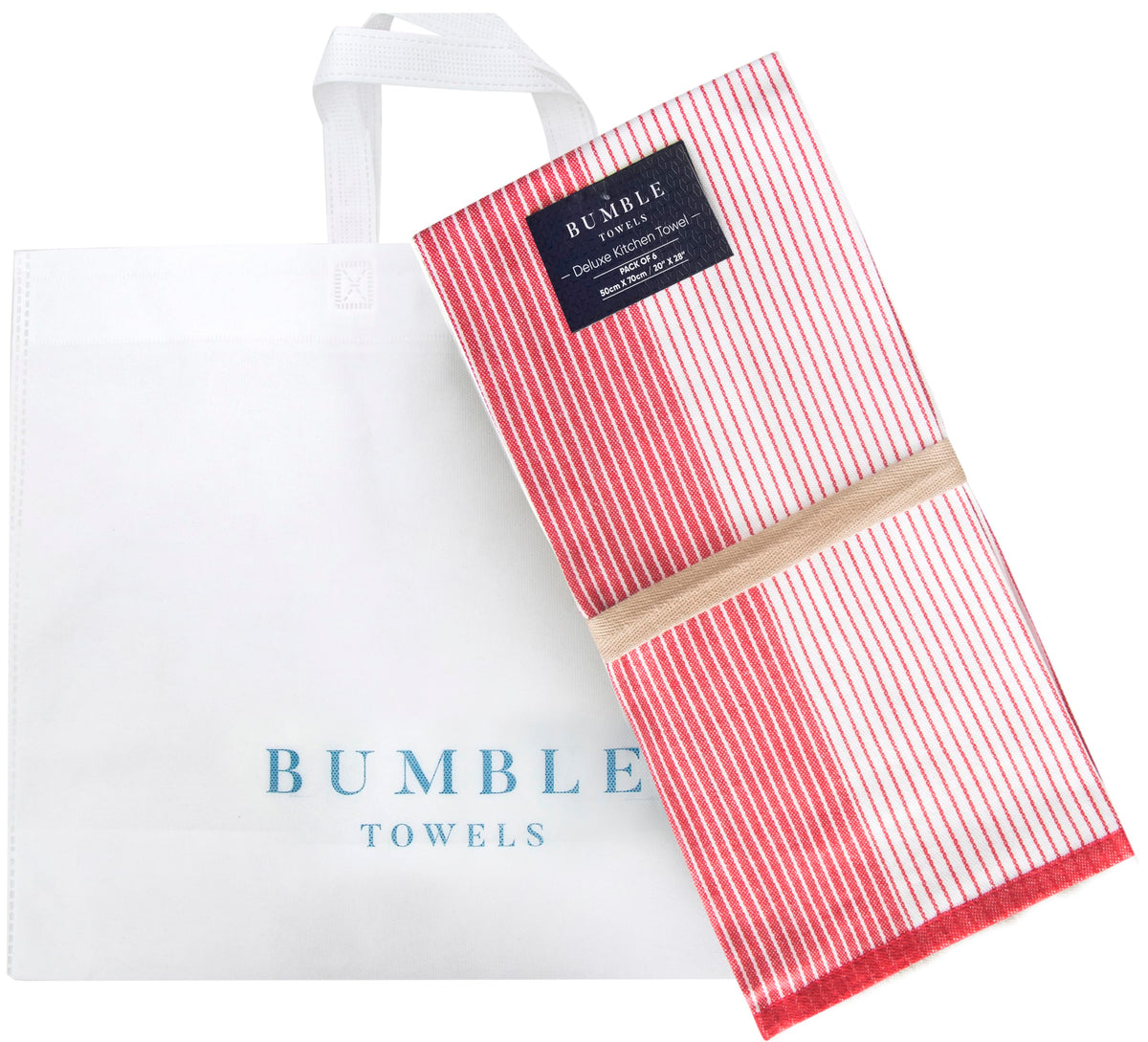 Bumble Towels tote bag included as a convenient gift-ready feature.