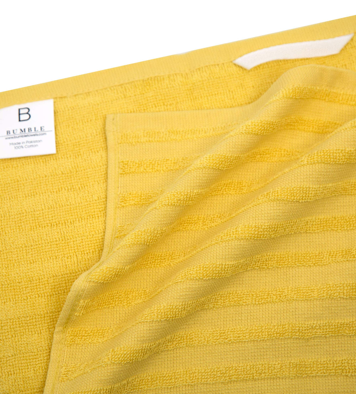 Bumble Towels yellow-striped design adds cheerful color to the kitchen